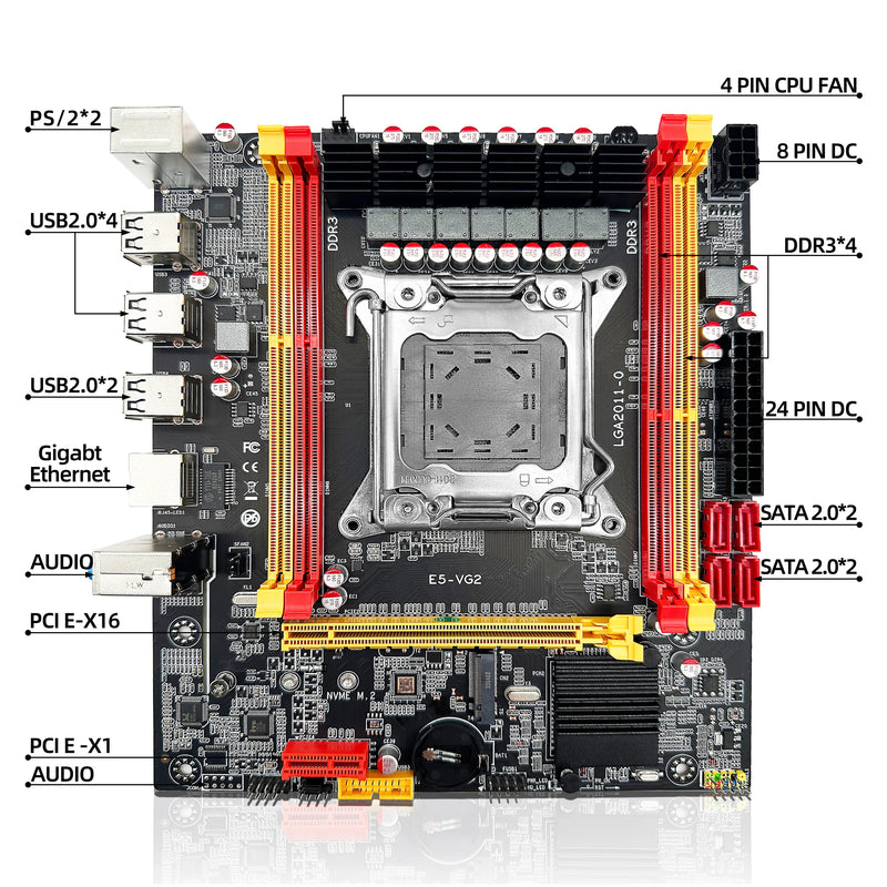 KIT PLACA MÃE/CPU/RAM  ZSUS X79 VG2 (Intel LGA2011 Xeon E5 2689 C2 CPU DDR3 1*16GB 1600MHZ ECC RAM Memory NVME M.2 SATA)