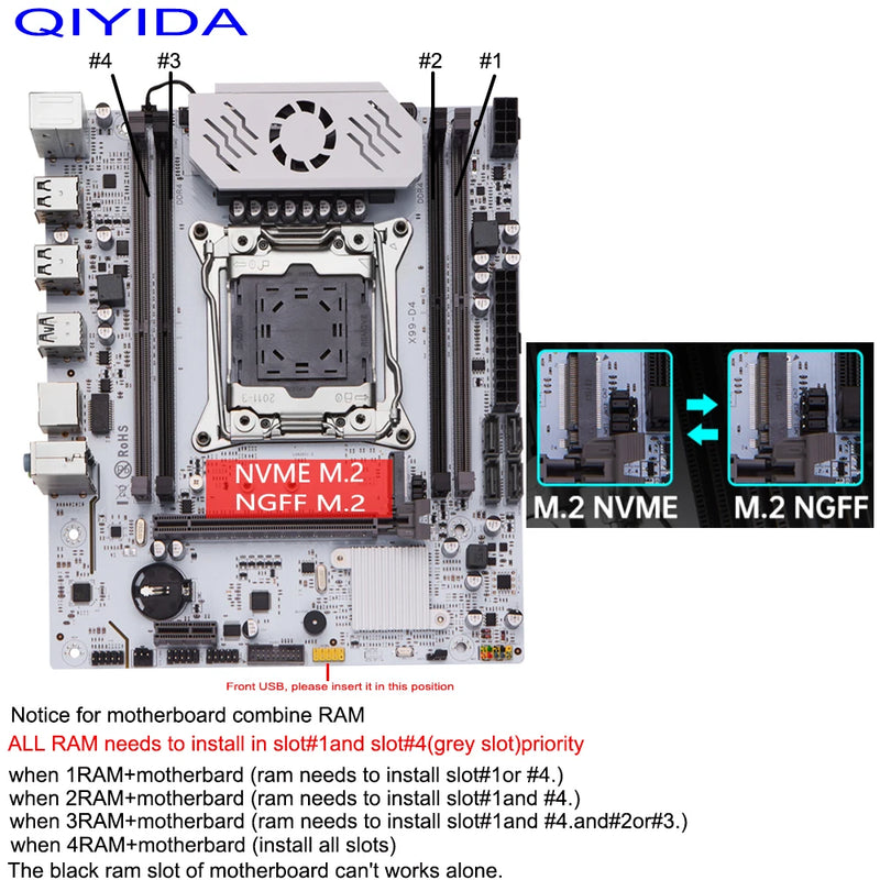 PLACA MÃE QIYIDA X99  D4 LGA 2011 3